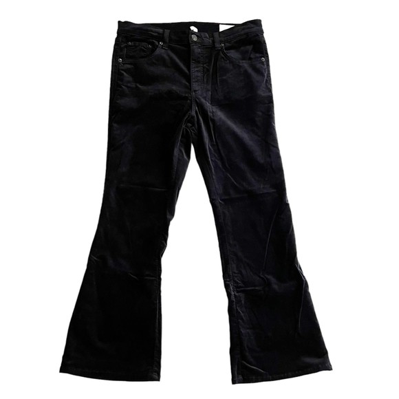 Rag & Bone 10 Inch Crop Flare Black Velvet Stretch Jeans Size 30 - Picture 1 of 9